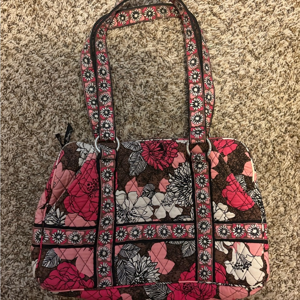 Vera Bradley Pink and Brown Floral Shoulder Bag